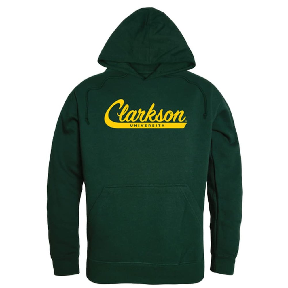 W Republic Clarkson University Golden Knights Script Fleece Hoodie Sweatshirts - Forest Green, Large