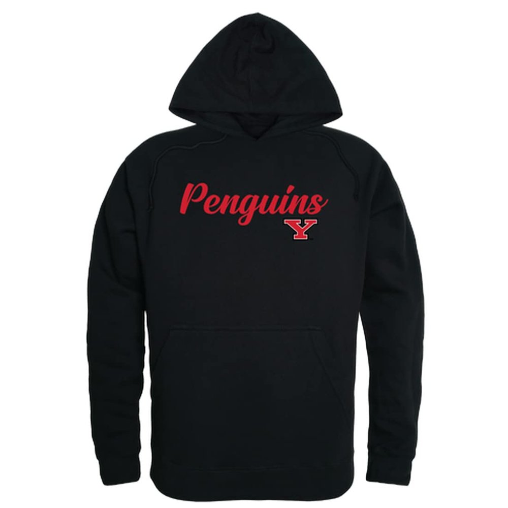 W Republic Youngstown State University Penguins Script Fleece Hoodie Sweatshirts - Black, X-Large