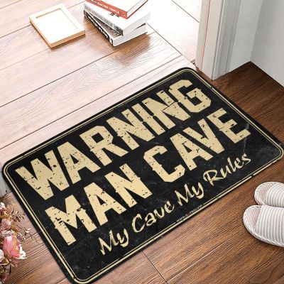 Door Mat Hello Warning Man Cave My Cave,My Rules Rug Fall Floor Mat Outdoor Fall Mats for Front Door (Size : 40X60CM)