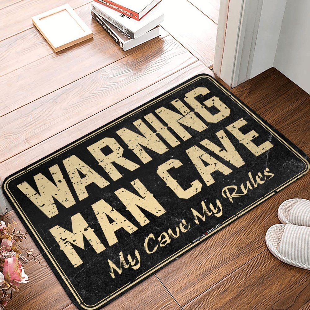 Door Mat Hello Warning Man Cave My Cave,My Rules Rug Fall Floor Mat Outdoor Fall Mats for Front Door (Size : 40X60CM)