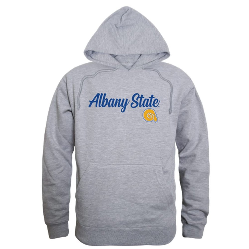 W Republic Albany State University Golden Rams Script Fleece Hoodie Sweatshirts - Heather Grey, Medium