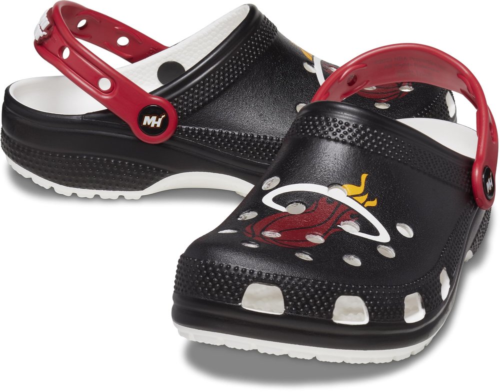Crocs Unisex-Adult NBA Classic Clogs, Basketball Gifts, Miami Heat, 11 Men/13 Women