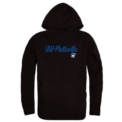 W Republic University of Wisconsin-Platteville Pioneers Script Fleece Hoodie Sweatshirts - Black, Small