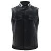 ZYXTIM Motorcycle Vests for Men Fashion Leather Big & Tall Casual Western Cowboy Waistcoat Club Party Adult Riding Vests Black view 1
