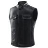 ZYXTIM Motorcycle Vests for Men Fashion Leather Big & Tall Casual Western Cowboy Waistcoat Club Party Adult Riding Vests Black view 4