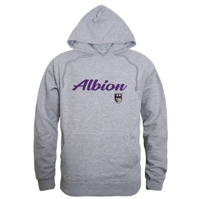 W Republic Albion College Britons Script Hoodie Sweatshirts - Heather Grey, Medium