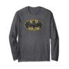 Batman Tattered Logo Grey Long Sleeve T-Shirt view 1