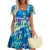 Sherosa Summer Dress for Women 2025 Vacation Sun Dresses Women Summer Casual Tie Dye(S,Royal Blue Tie Dye) view 1