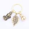 xiexuelian One Leaf Fortune Brass Leaf Gourd Lucky Pixiu Keychain Copper Coin Transfer Pixiu Creative Gift Birthday Gift 1Pcs(+) view 1
