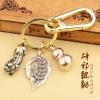xiexuelian One Leaf Fortune Brass Leaf Gourd Lucky Pixiu Keychain Copper Coin Transfer Pixiu Creative Gift Birthday Gift 1Pcs(+) view 4