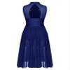 FEESHOW Women's Sparkly Rhinestone Side Split Maxi Dresses Lyrical Dance Costume Contemporary Dancewear Mock Neck Navy Blue Medium view 4