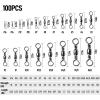 Alwonder 100PCS Fishing Barrel Swivels, High Strength Stainless Solid Ring Brass Barrel Swivel with Black Nickel Coating, Rolling Fishing Swivels Tackle Line Connector Saltwater Freshwater 50LB view 2