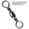 Alwonder 100PCS Fishing Barrel Swivels, High Strength Stainless Solid Ring Brass Barrel Swivel with Black Nickel Coating, Rolling Fishing Swivels Tackle Line Connector Saltwater Freshwater 50LB view 3