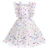 Flower Girls Sequin Polka Dot Tutu Dress for Kids Baby First Communion Birthday Party Wedding Dresses Princess Pageant Formal Baptism Ruffle Tulle Ball Gown White Rainbow Dots - Kids Dress 4-5 Years view 1