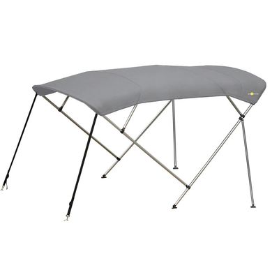 Oceansouth 4 Bow Bimini - 8ft Deluxe (Dark Gray, Mounting Width 90"-96") Bows Frame Sun Shade Boat Waterproof Cover Boot Storage Strap Large Bow Big Fishing Pole Covers Beach
