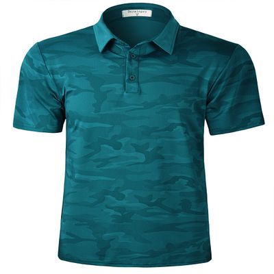 Derminpro Men's Lightweight Camouflage Polo Shirts Dry Fit Collared Golf Shirts Deep Teal Camo XX-Large