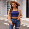 Avidlove Lace Bralette for Women Camisoles Racerback Double-Layered Crop Top (Sky Blue,XL) view 2