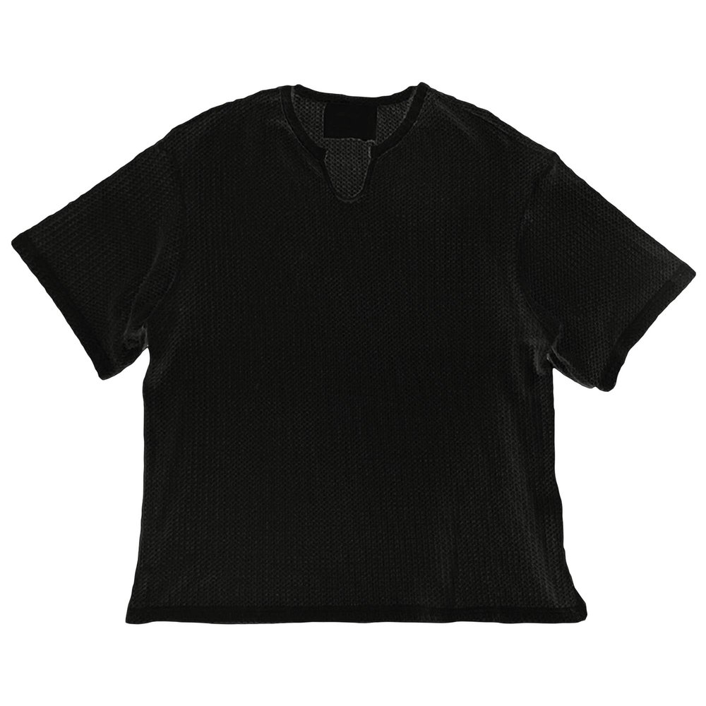 Maiyifu-GJ Men's Solid Color Hollow V-Neck Thin T-Shirt Breathable Knitted Short Sleeve Casual Loose Half-Sleeve Sweater Tee (Black,US SIZE S Asia M)