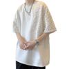 Men's Oversized Fashion Loose T-Shirt Three-Dimensional Design Top Heavyweight Casual Short Sleeves (White,US Size S Asia M)