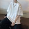 Men's Oversized Fashion Loose T-Shirt Three-Dimensional Design Top Heavyweight Casual Short Sleeves (White,US Size S Asia M) view 3