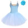 Ballet for Women Dance Tutu Skirted Leotard Fluffy Tulle Princess Long Dress V-Neck Camisole Spaghetti Straps Swan Lake Stage Performance Professional Ballerina Dancewear Light Blue L view 3