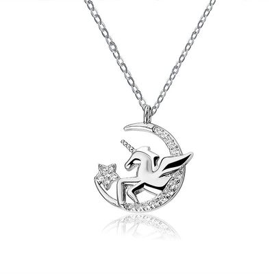925 Silver unicorn necklace female collarbone