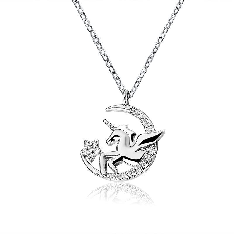 925 Silver unicorn necklace female collarbone