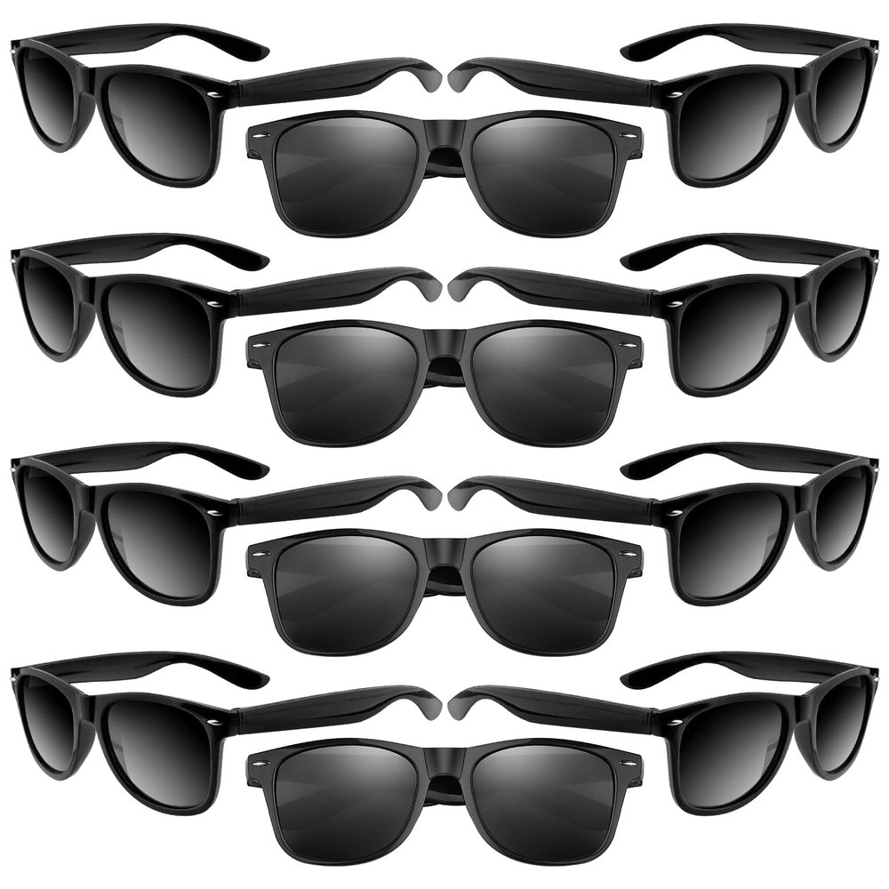 Morcheiong 12 Pack Party Sunglasses in Bulk for Birthday Summer Party Goody Bag Fillers Favors (Black)