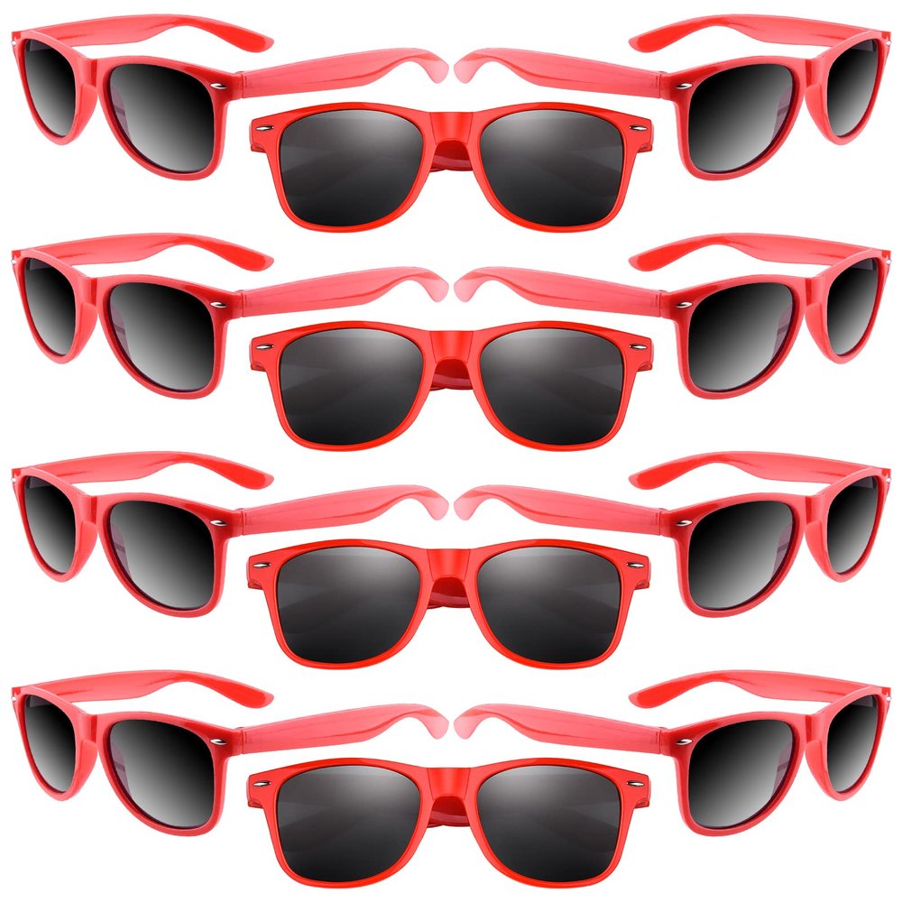 Morcheiong 12 Pack Party Sunglasses in Bulk for Birthday Summer Party Goody Bag Fillers Favors (Red)