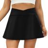 LouKeith Tennis Skirts for Women Pleated Crossover High Waisted Athletic Workout Golf Skorts Skirts with Shorts Pocket Black 2XL view 1