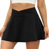 LouKeith Tennis Skirts for Women Pleated Crossover High Waisted Athletic Workout Golf Skorts Skirts with Shorts Pocket Black 2XL view 2