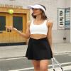 LouKeith Tennis Skirts for Women Pleated Crossover High Waisted Athletic Workout Golf Skorts Skirts with Shorts Pocket Black 2XL view 3