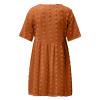 GOKKILRW Preppy Dresses for Women Summer Trendy V Neck Swiss Dot Babydoll Dress Short Sleeve A-Line Flowy Mini Beach Dress(Brown,Small) view 3
