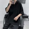 Maiyifu-GJ Men's Baggy Cotton Linen Hooded Shirts V-Neck Lace Up Casual Loose Tee Lightweight Hippie Short Sleeve (Black,US Size M Asia L) view 4