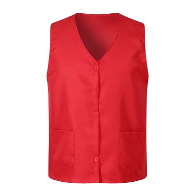 Altsuceser Adult Volunteer Activity Vest Jacket Supermarket Uniform Vests Clerk Workwear with Pockets Red L