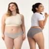 Neione Period Underwear for Women Mid Rise Menstrual Panties Postpartum Briefs Modal Hipster Soft Stretch Breathable 3 Pack Black Grey Off-White Large view 2