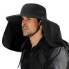 DOCVIT Fishing Hat for Men&Women,Outdoor UV Waterproof Wide Brim Bucket Hat,UPF50+ Sun Hat with Neck Flap Black view 1
