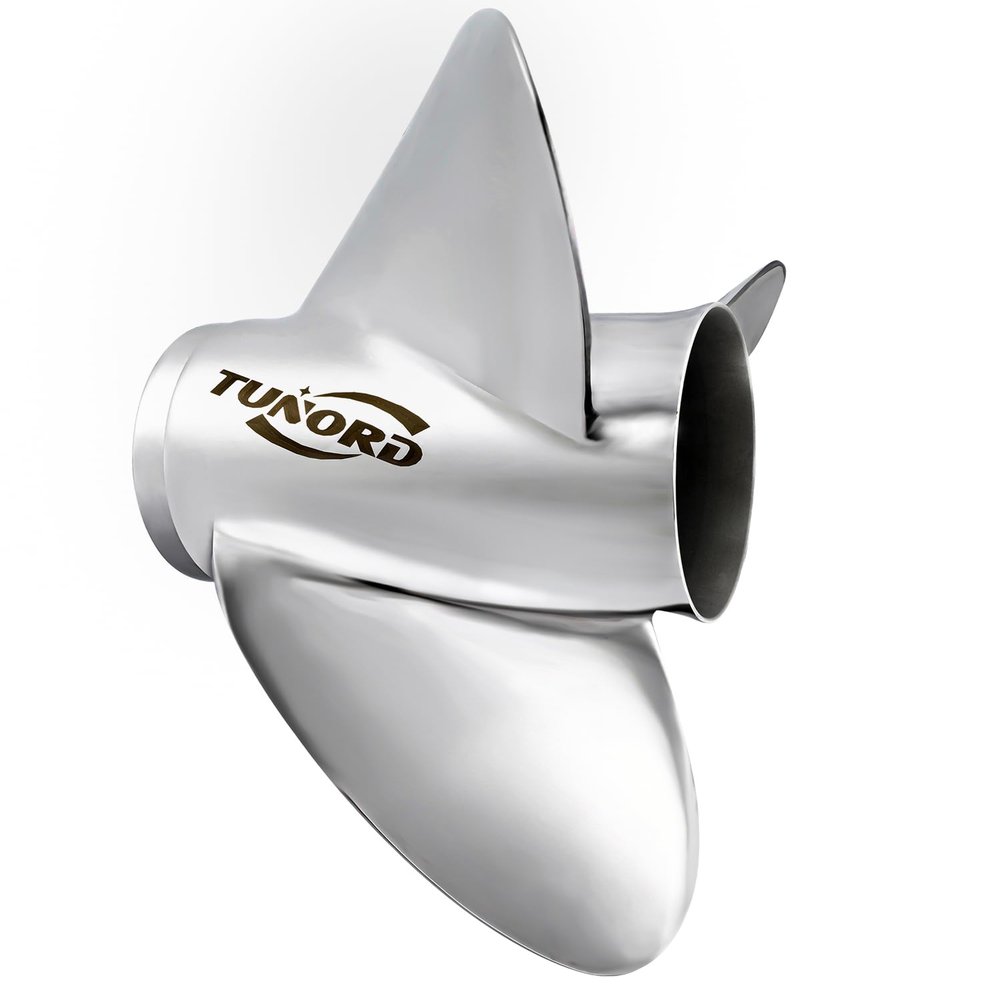 TUNORD OEM Grade 3-Blades Stainless Steel Propeller for Boat Outboard Engines (for Mercury 40-140HP with 4-1/4" Gearcase, 13 1/4" Diameter x 17" Pitch RH)