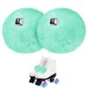 GUIFIER 2 Pack 8 CM Roller Skate Pom Poms with Jingle Bells for Women Girls Princess, Fluffy Tie-on Roller Skate Pom Poms, Fuzzy Pom Pom for Quad Roller Skate Accessories for Kids Adult (Mint Green) view 1