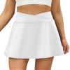 LouKeith Pleated Tennis Skirts for Women Cross Waist Golf Athletic Workout Pickleball Sports Skorts Skirts with Pocket White M view 1