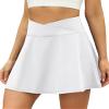 LouKeith Pleated Tennis Skirts for Women Cross Waist Golf Athletic Workout Pickleball Sports Skorts Skirts with Pocket White M view 2