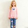 Axumity Kid Girls Clothes - Ruffle Hem Long-sleeve Top + Floral Pants 2PCS Fall Winter Toddler Girl Outfits Pants Leggings Set(8-9T) view 3