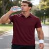 MAGCOMSEN Mens Golf Shirt Short Sleeve Quick Dry Polos Athletic Shirts Lightweight with Pocket Work Athletic Wine Red S view 3