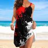 Easter Dresses for Women Cocktail Dresses for Women Summer Dresses for Women 2023 Sleeveless Sundress V-Neck Drawstring Waist Beach Casual Strap Mini Dress Pockets Women Summer Tunic Dress view 3