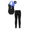 Jizyo Kids Girls Sparkle Dance Clothes Suit Sleeveless Gymnastic Leotard with Leggings Sports Outfit Tracksuit Blue&Black C 10 Years view 2
