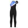 Jizyo Kids Girls Sparkle Dance Clothes Suit Sleeveless Gymnastic Leotard with Leggings Sports Outfit Tracksuit Blue&Black C 10 Years view 3