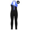 Jizyo Kids Girls Sparkle Dance Clothes Suit Sleeveless Gymnastic Leotard with Leggings Sports Outfit Tracksuit Blue&Black C 10 Years view 4