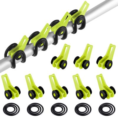 Gejoy 21 Pcs Fishing Hook Holder Fishing Rod Hook Keeper with 3 Size Elastic Rubber Rings, Adjustable Spring Lure Bait Holders for Most Rods(Yellow)