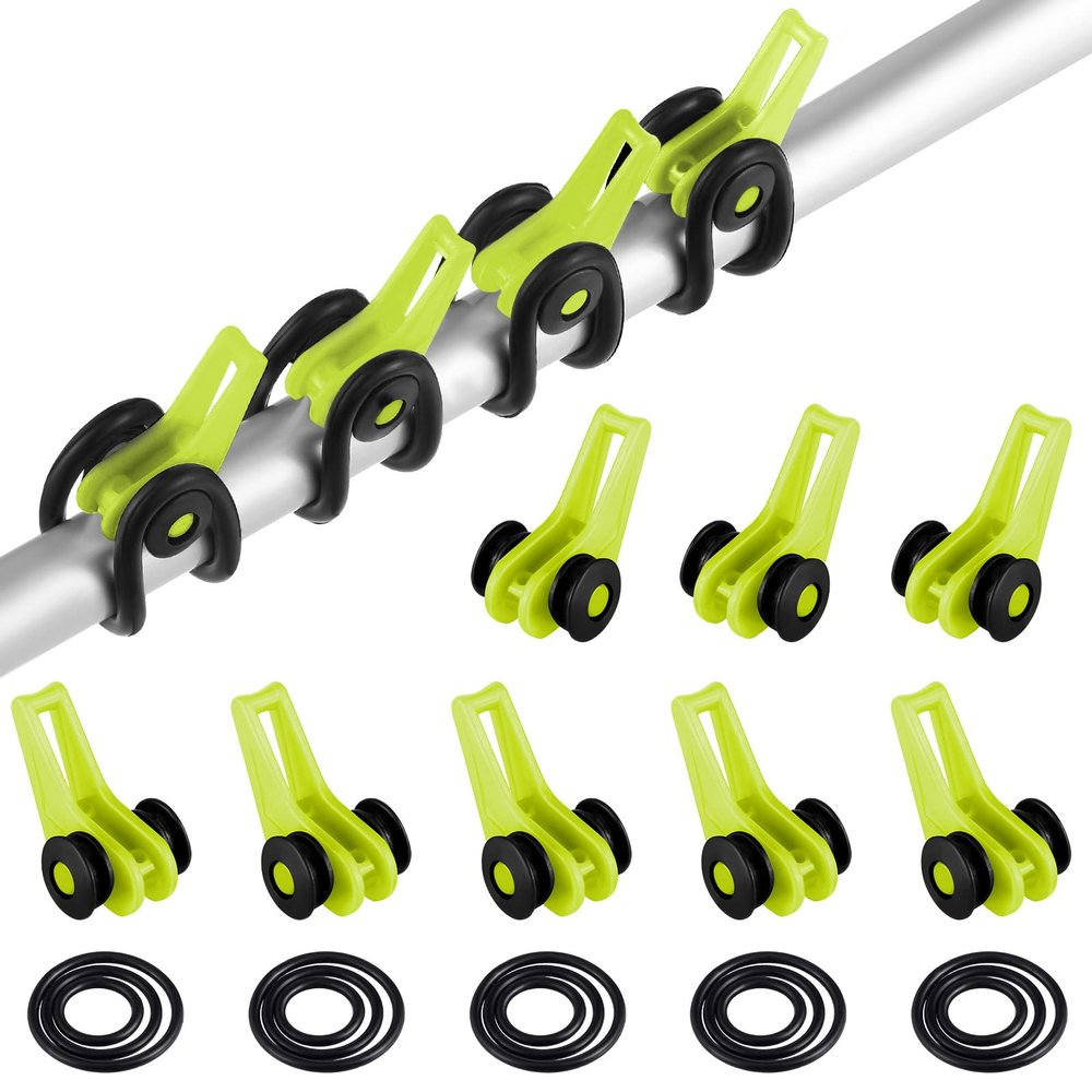 Gejoy 21 Pcs Fishing Hook Holder Fishing Rod Hook Keeper with 3 Size Elastic Rubber Rings, Adjustable Spring Lure Bait Holders for Most Rods(Yellow)