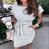 Arolina Striped Dress for Women Summer Short Sleeve T Shirt Dress Casual Crew Neck Tie Waist Dresses with Pockets view 2